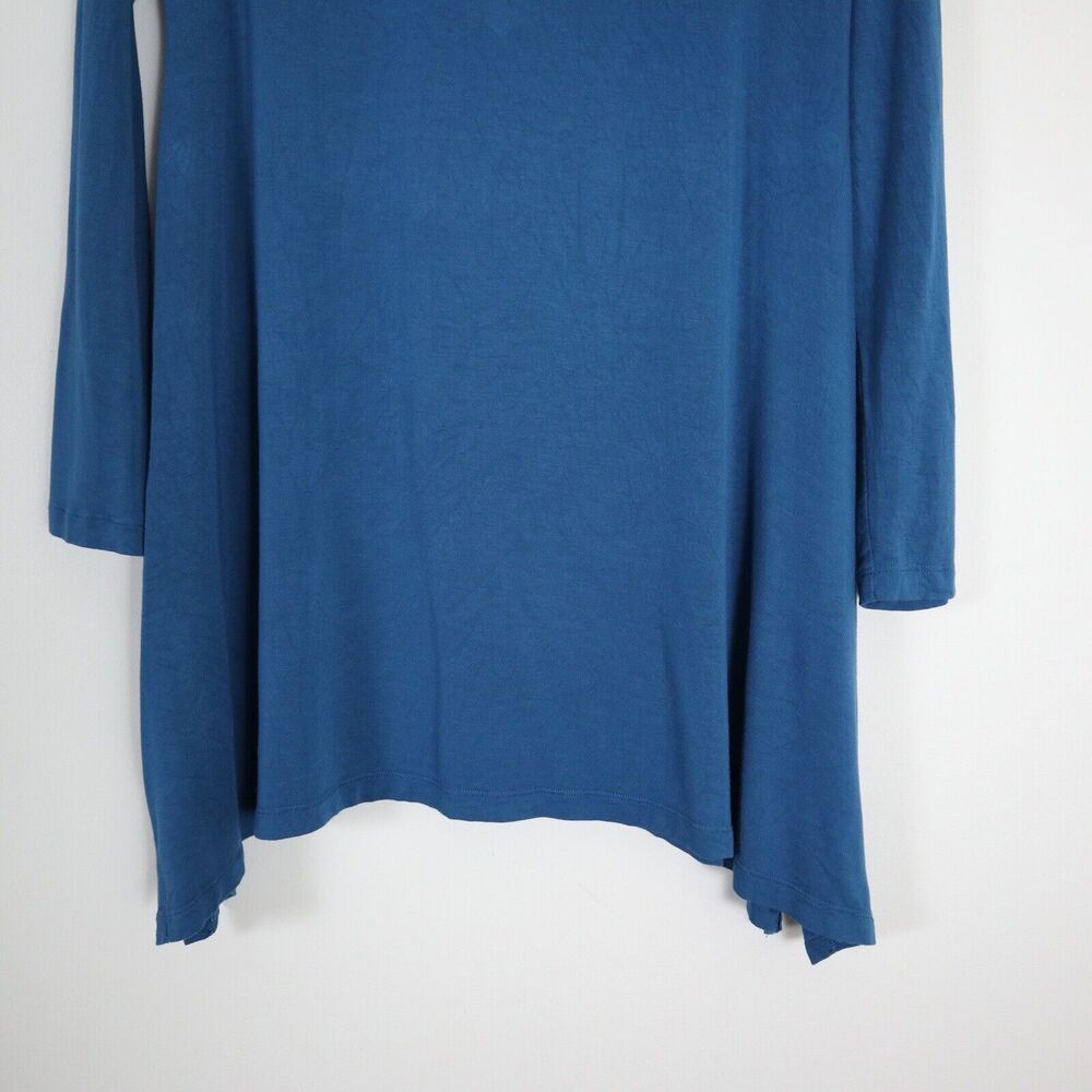Soft Surroundings Size M Jersey Knit Tunic Scoop Neck Teal Blue Lagenlook - Picture 7 of 12